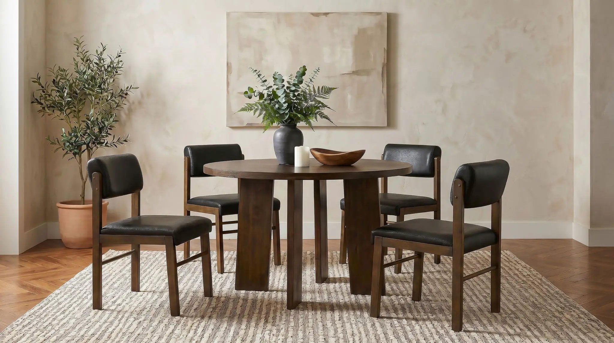 Strouse 5-piece Dining Set Black and Walnut by Unique Piece Furniture