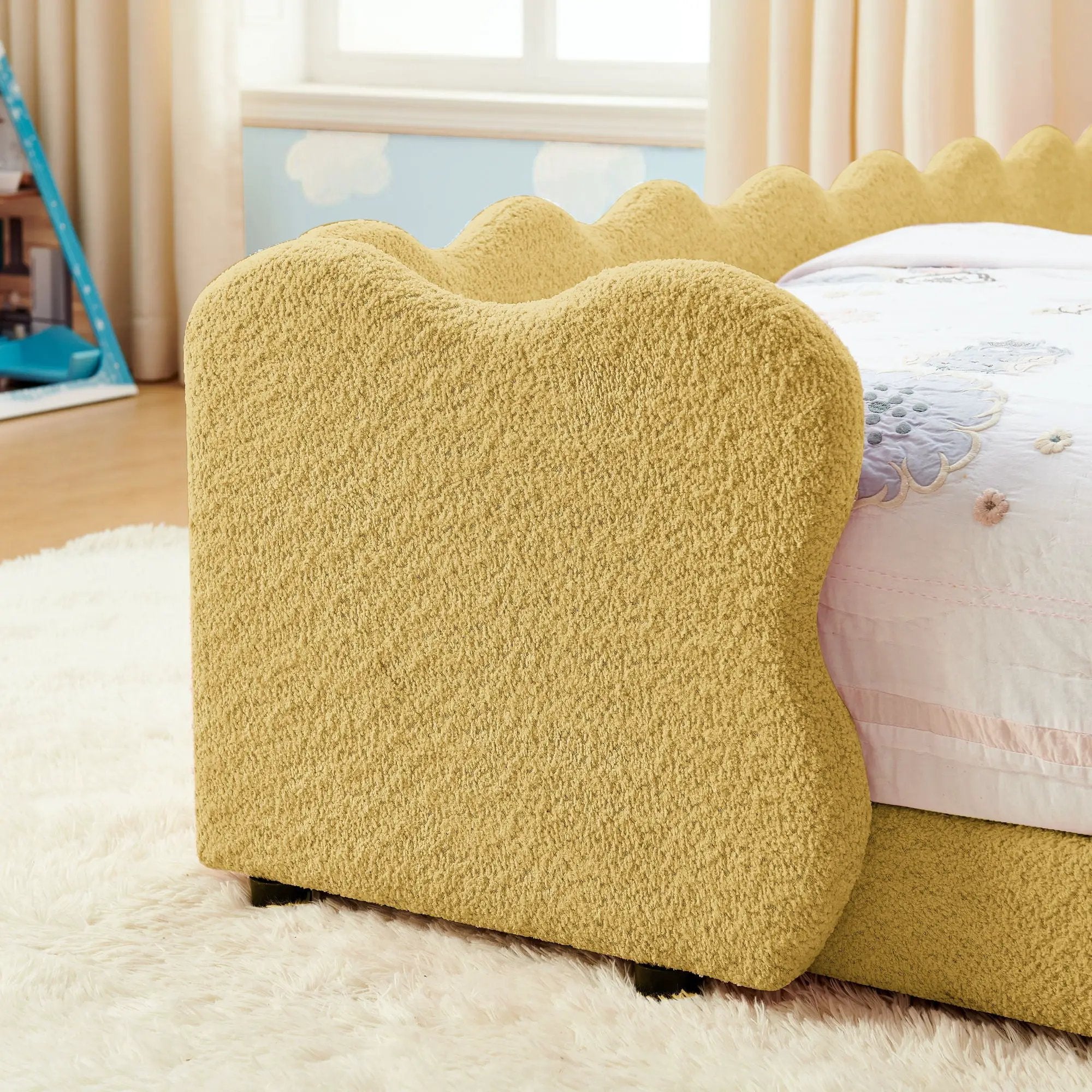 Cute Dinosaur Shaped Bed With Safety Guardrail, Toddler Frame