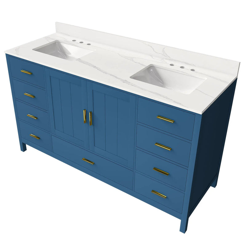 60" Solid Wood Bathroom Vanity with Double Sinks by HouseOfZazla