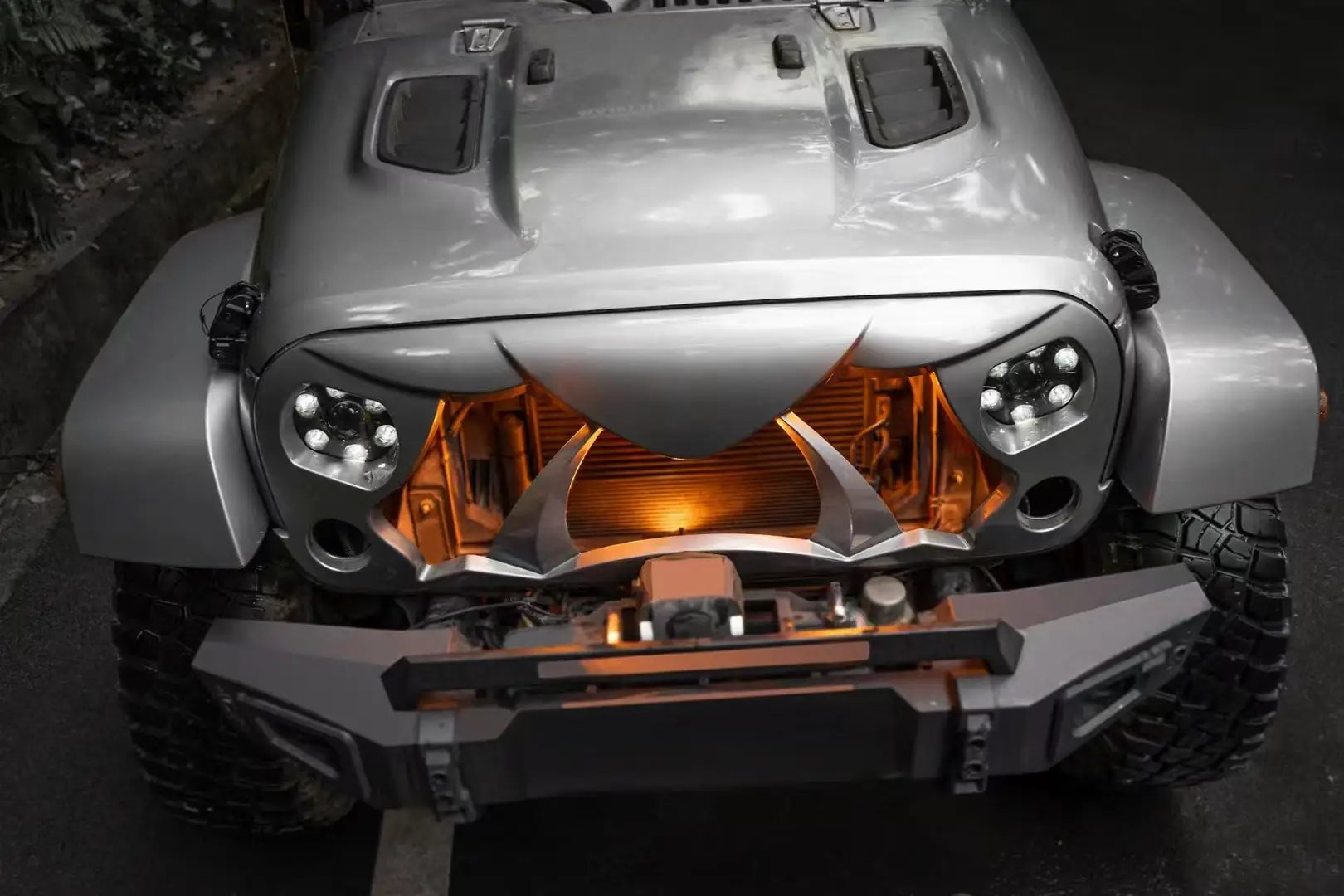 Halloween Front Grille Grid Grill for 2007-2017 Jeep Wrangler Rubicon Sahara Sport JK/JKU, Matte by HouseOfZazla