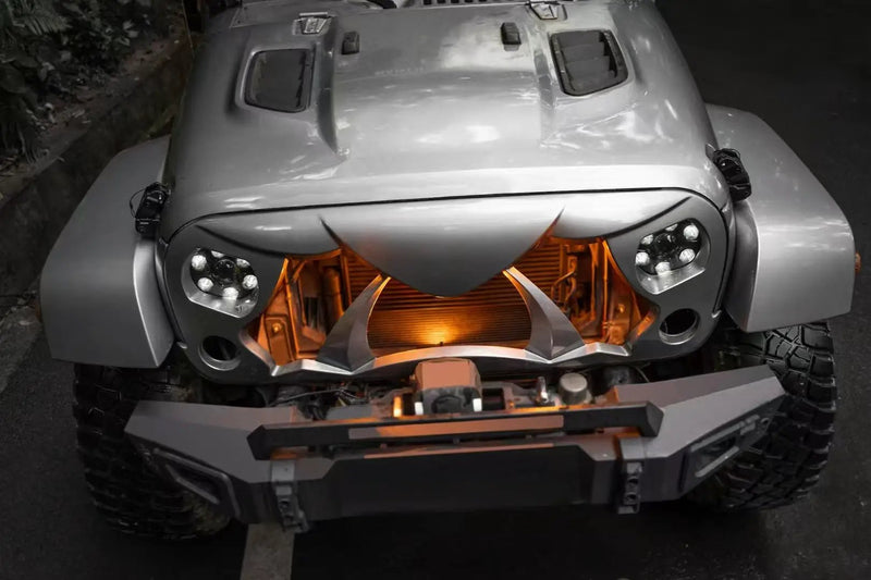 Halloween Front Grille Grid Grill for 2007-2017 Jeep Wrangler Rubicon Sahara Sport JK/JKU, Matte by HouseOfZazla