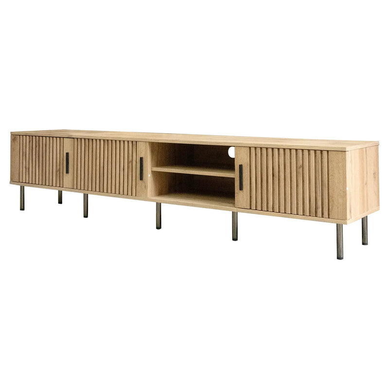 78" TV Stand For TVs Up To 85" With Closed Storage, Living Room Entertainment Center - Natural Wood by HouseOfZazla