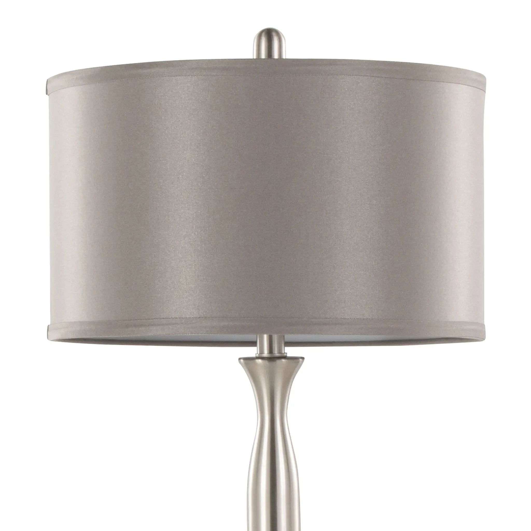 Joan - Contemporary Table Lamp (Set of 2) - Nickel / Gray Satin by HouseOfZazla
