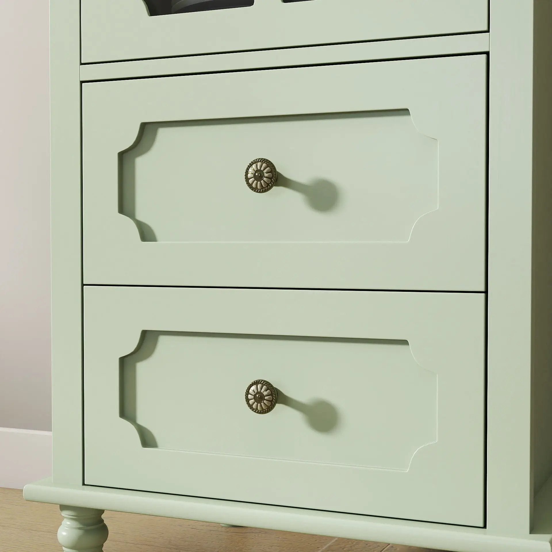Minimalism Buffet Cabinet With Glass Doors And Double Drawer by HouseOfZazla