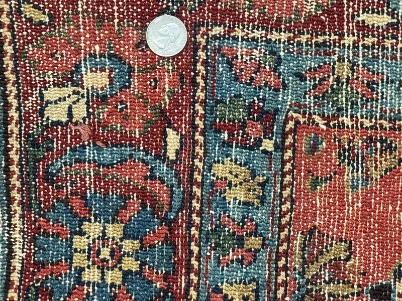 Antique Persian Tribal Rug 5 x 6.6, Tomato Red, Hamadan Angelas Rug by Jewel Rugs
