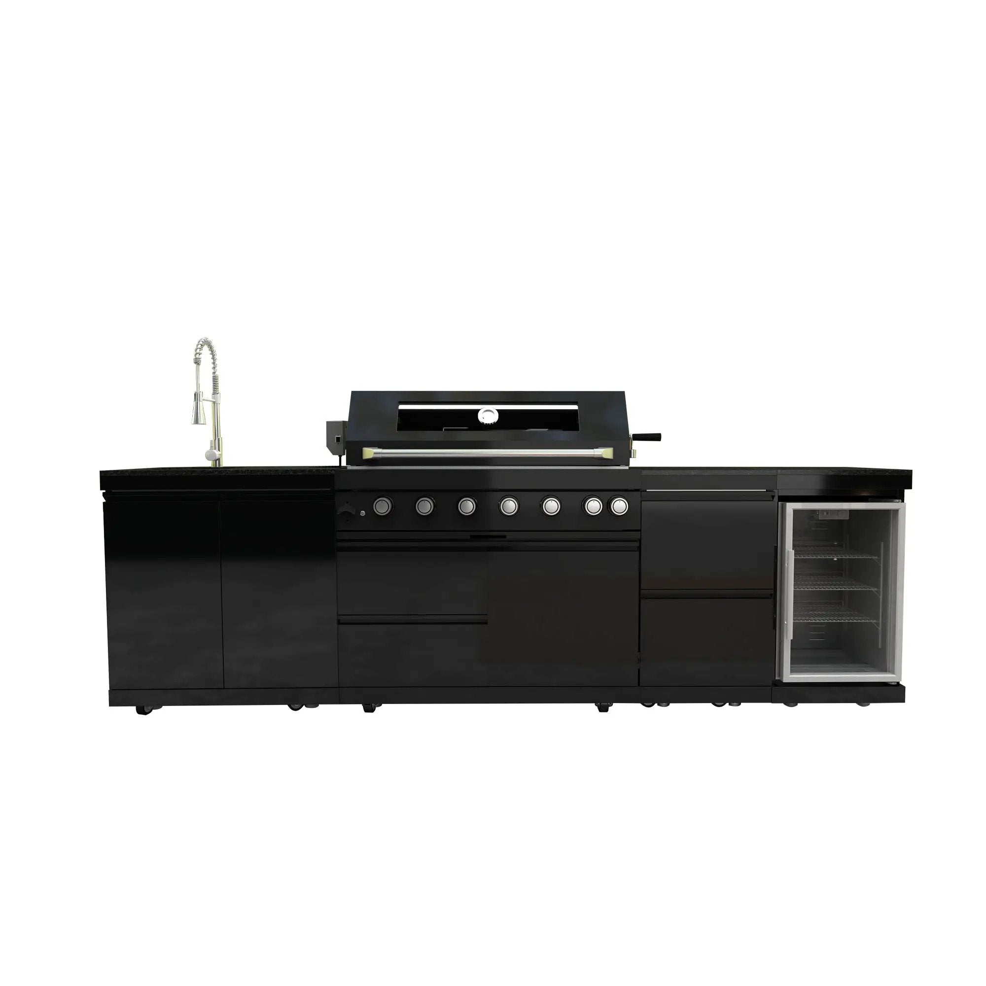 115" 6-Burner 85,000 Black Outdoor Kitchen Island Grill Rotisserie kit by Chery Industrial