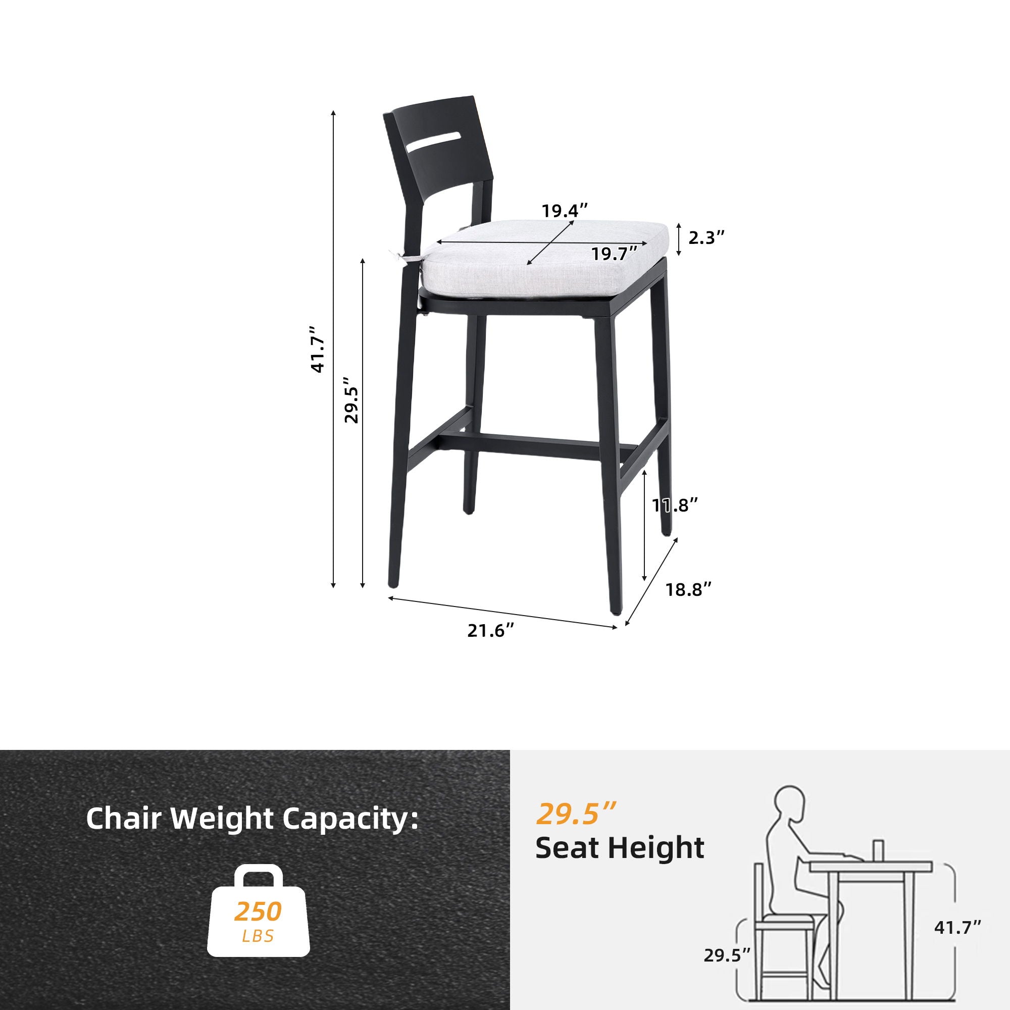 Modern Outdoor Bar Stools With Backrest And Footrest (Set of 2) by HouseOfZazla