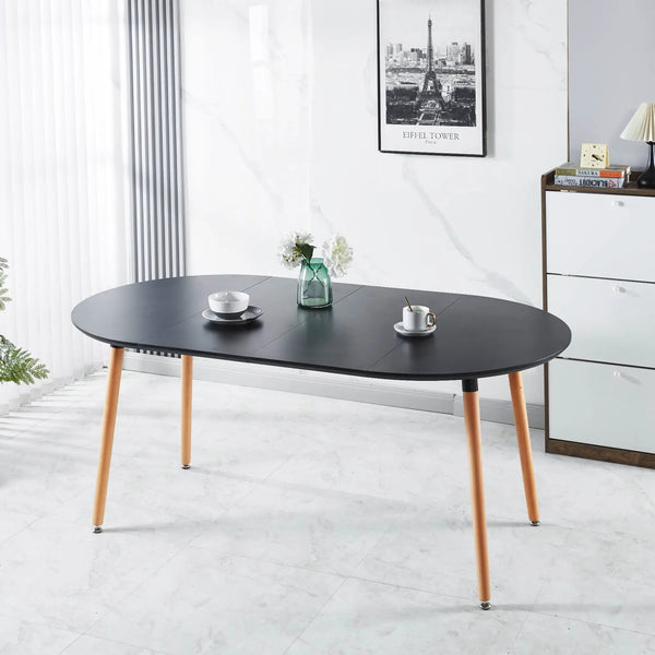 Extensible Dining and Office Table with Wood Legs