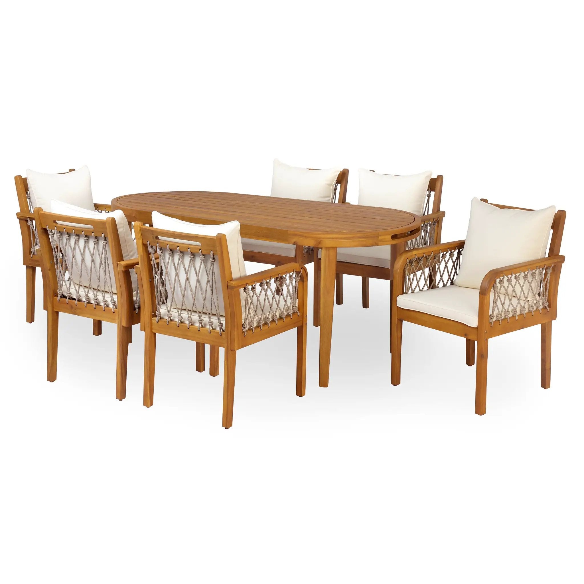 7-Piece Outdoor Acacia Wood Dining Set by HouseOfZazla