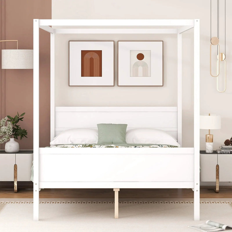 Canopy Platform Bed With Headboard And Footboard, Slat Support Leg by Unique Piece Furniture