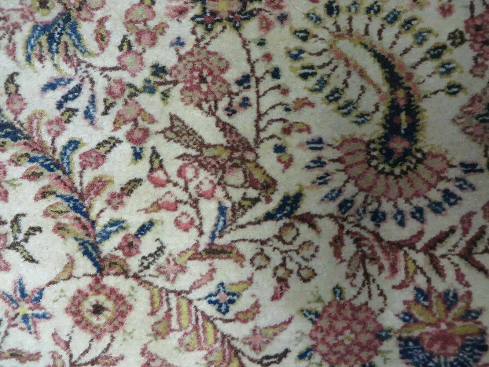 Persian Tabriz Rug 8x10, Bird Motifs Floral, Boteh Paisleys, Cream and Red, Handmade Wool Carpet by Jewel Rugs