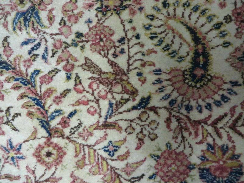 Persian Tabriz Rug 8x10, Bird Motifs Floral, Boteh Paisleys, Cream and Red, Handmade Wool Carpet by Jewel Rugs
