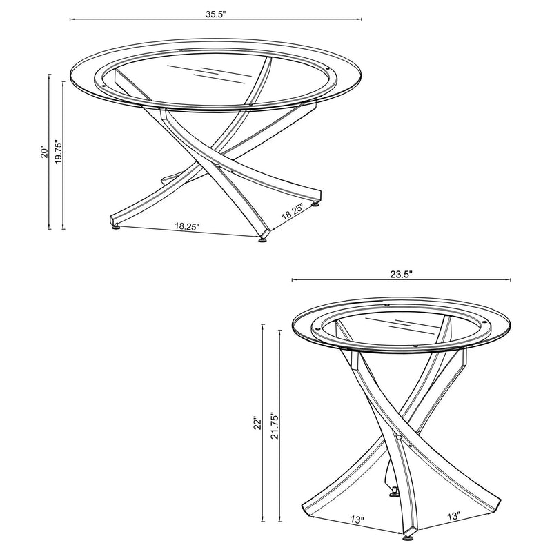 Brooke 2-piece Round Coffee and End Table Set Chrome by Unique Piece Furniture