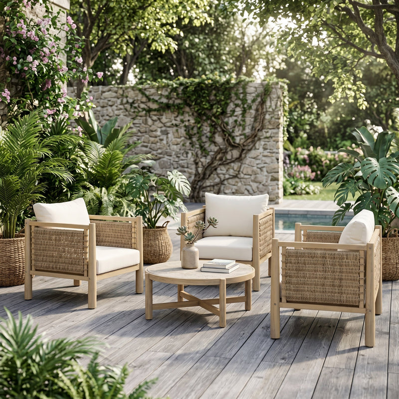 Set of 3 Outdoor Acacia Wood Patio Chairs by HouseOfZazla