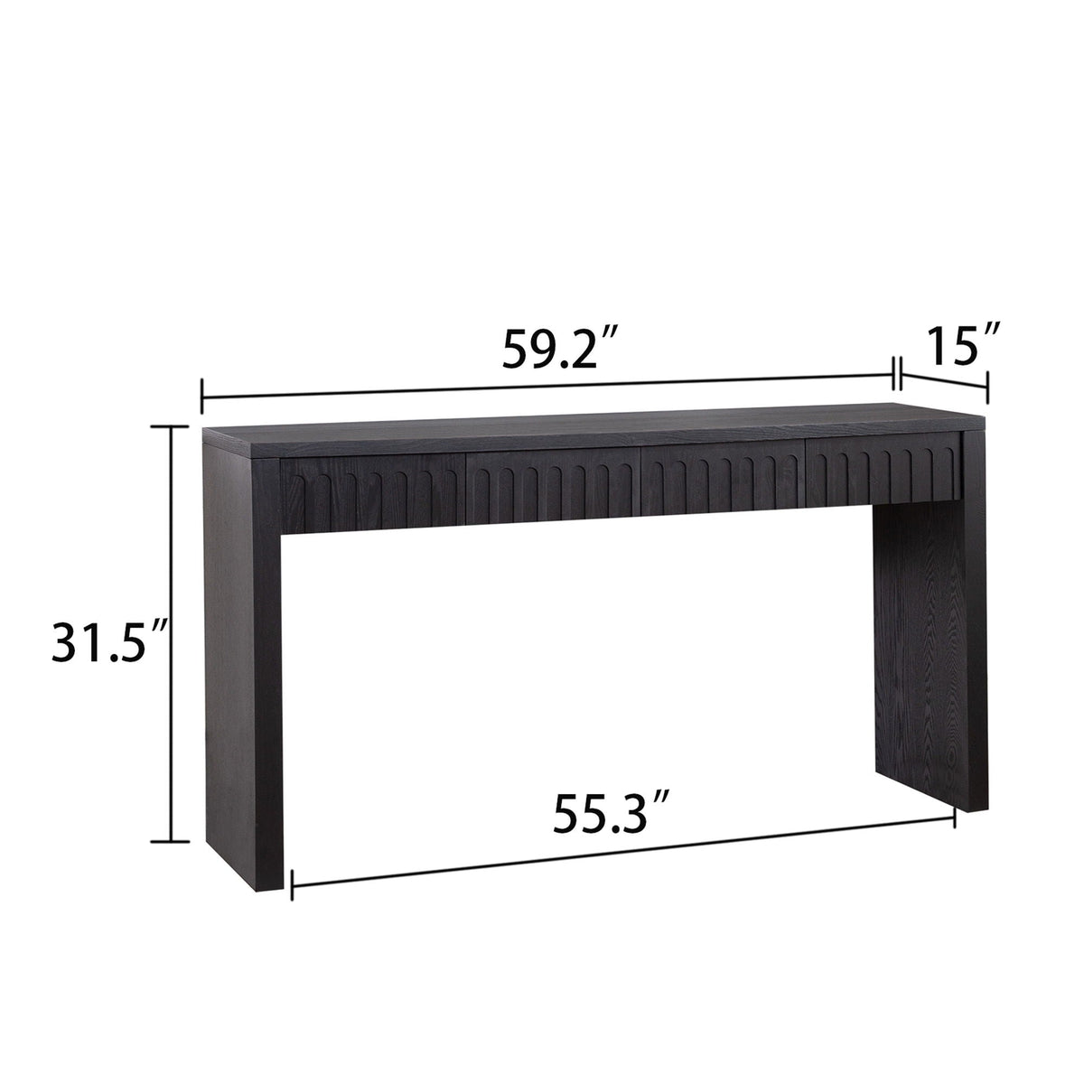 Modern Console Table with 4 Drawers - Wood Finish, photo 5 of 8