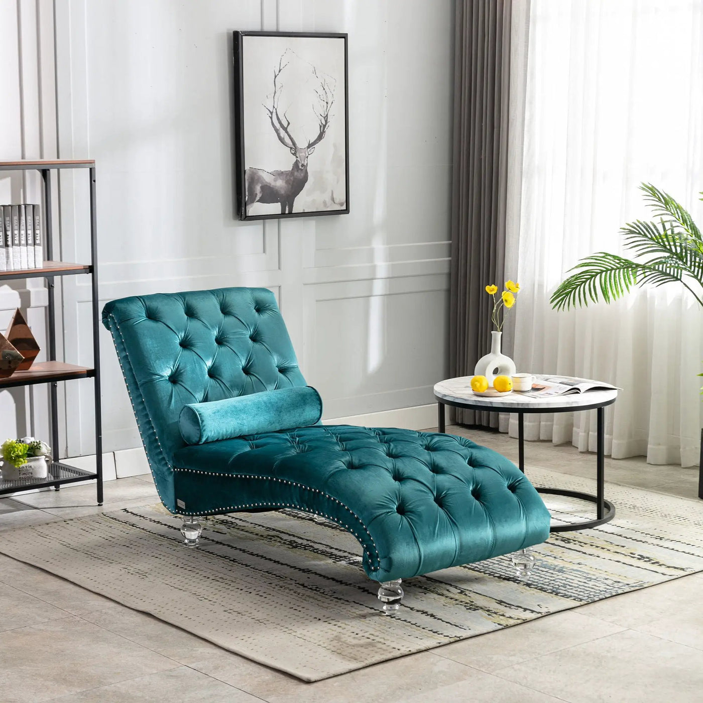 Chaise Lounge Indoor, Button Tufted Upholstered Chaise Lounge Chair With Pillow by Unique Piece Furniture