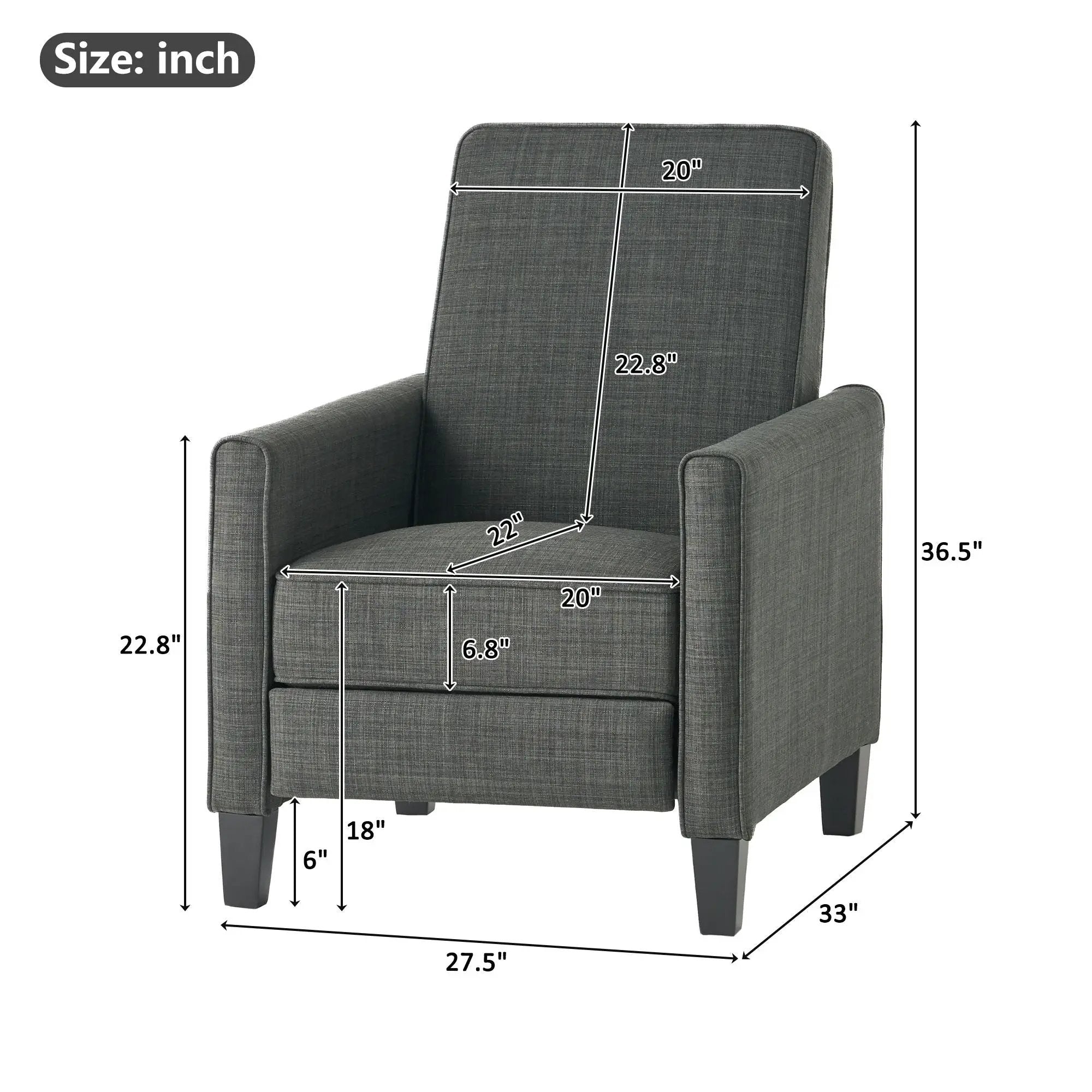 Upholstered Push Back Recliner Chair For Living Room by HouseOfZazla