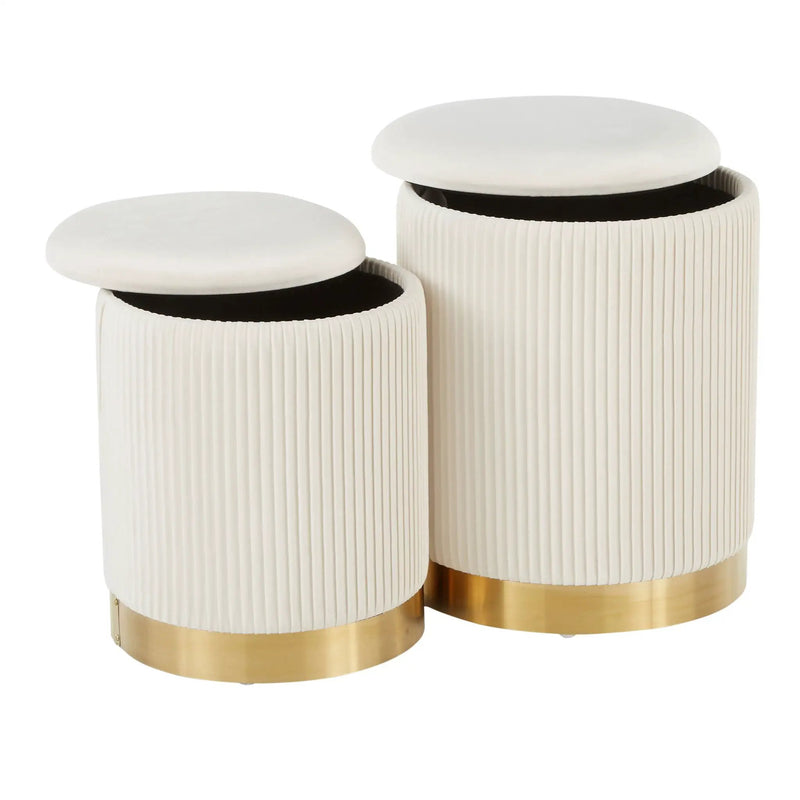 Marla - Contemporary Nesting Pleated Ottoman Set by Unique Piece Furniture