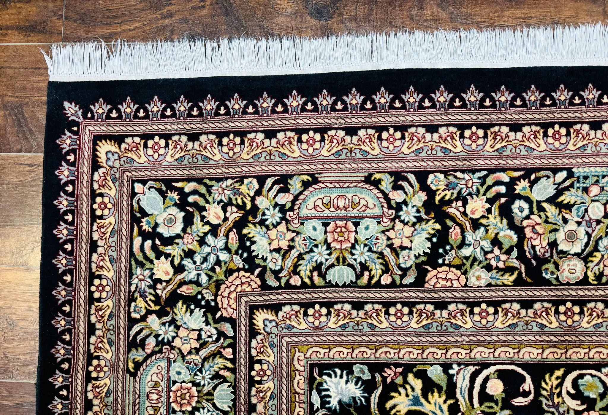 Pak Persian Rug 9x12, Highly Detailed Fine 260 KPSI, Floral, Handmade Traditional Carpet, Black by Jewel Rugs