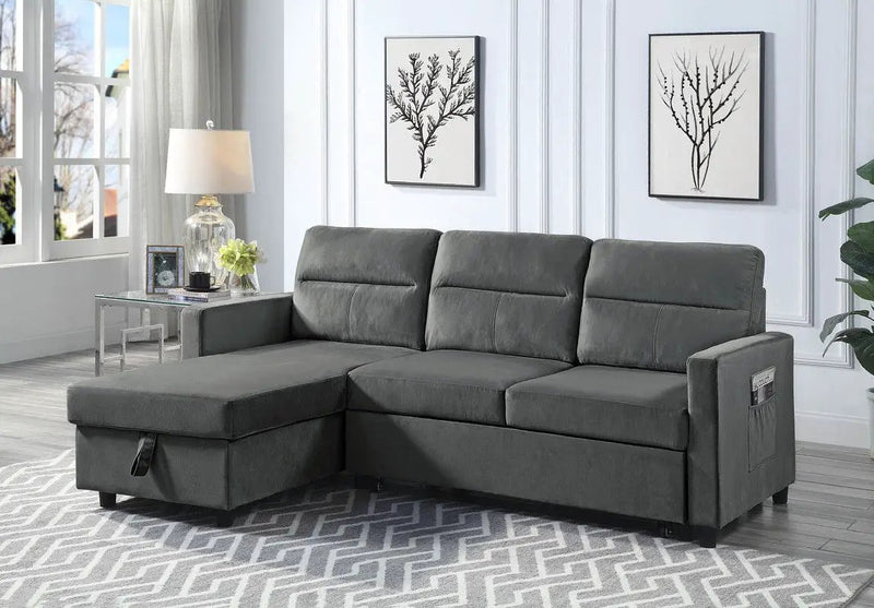 Ivy - Reversible Sleeper Sectional Sofa With Storage Chaise And Side Pocket by Unique Piece Furniture