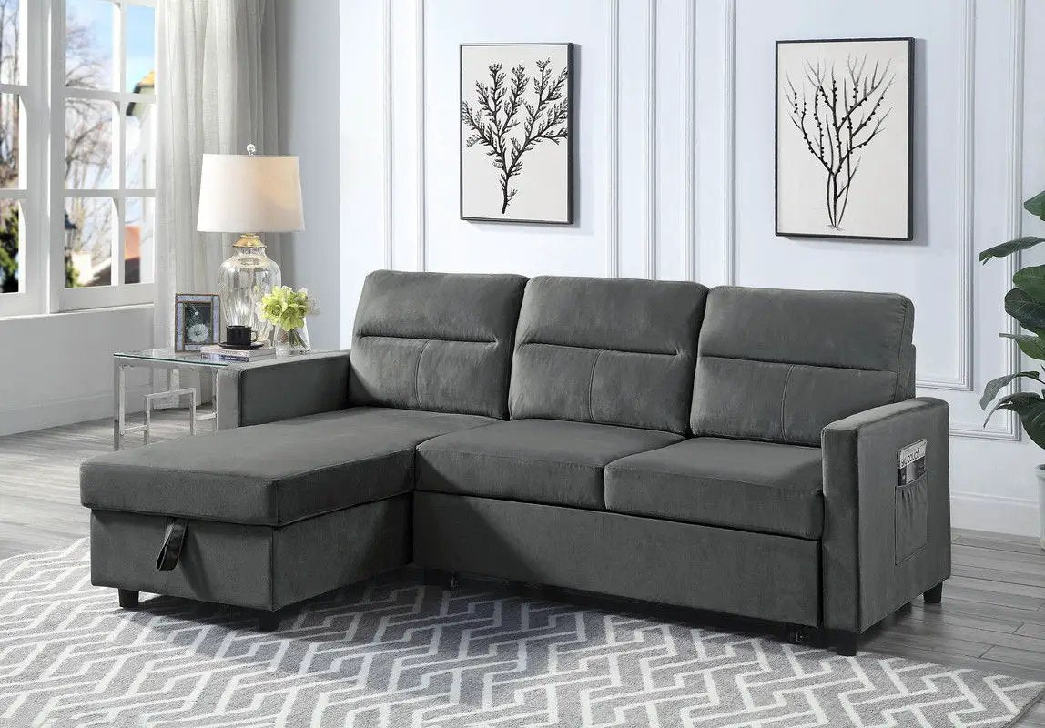 Ivy - Reversible Sleeper Sectional Sofa With Storage Chaise And Side Pocket by Unique Piece Furniture