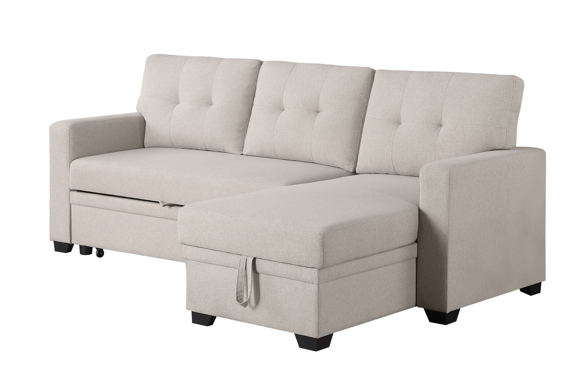 Upholstered Pull Out Sectional Sofa With Chaise by HouseOfZazla