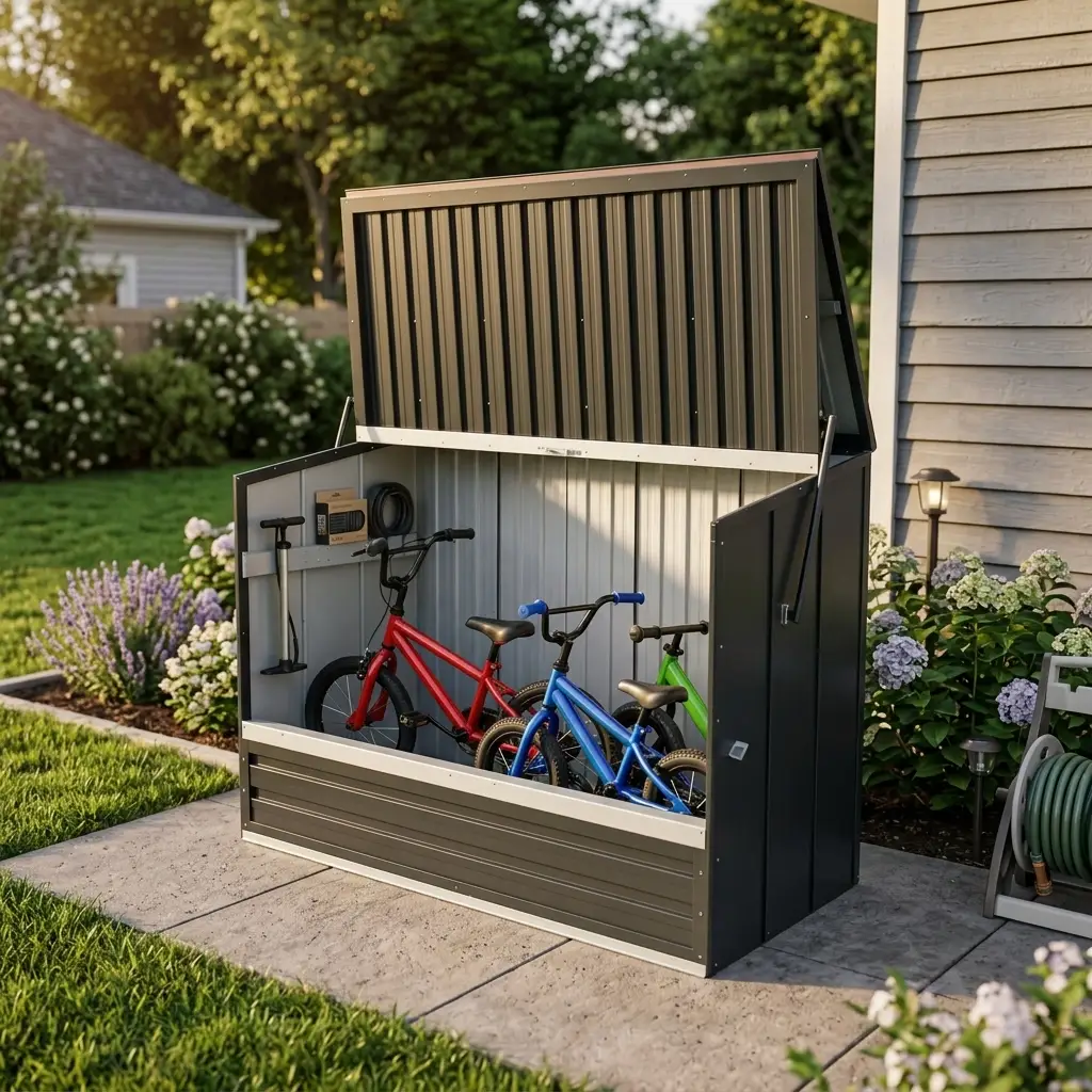Outdoor Galvanated Steel Storage Shed with Flip Top and Foldable Front Door by HouseOfZazla