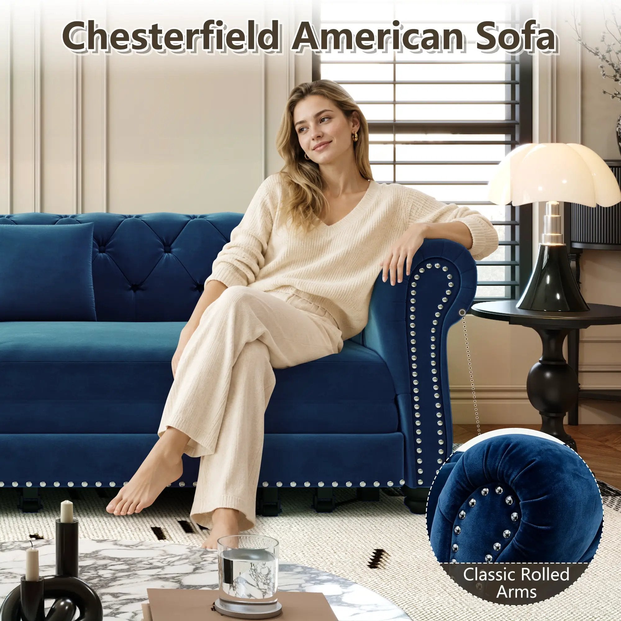 Chesterfield 3-in-1 Pull-Out Sofa Bed, Convertible Sleeper Sofa by HouseOfZazla