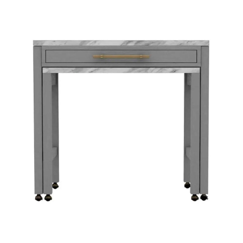 Light Gray Faux Marble Dining Table with Storage Drawer by HouseOfZazla