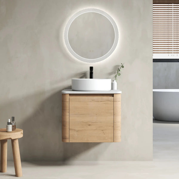 24" Wall-Mounted Bathroom Vanity With Ceramic Art Sink & Soft-Close Door