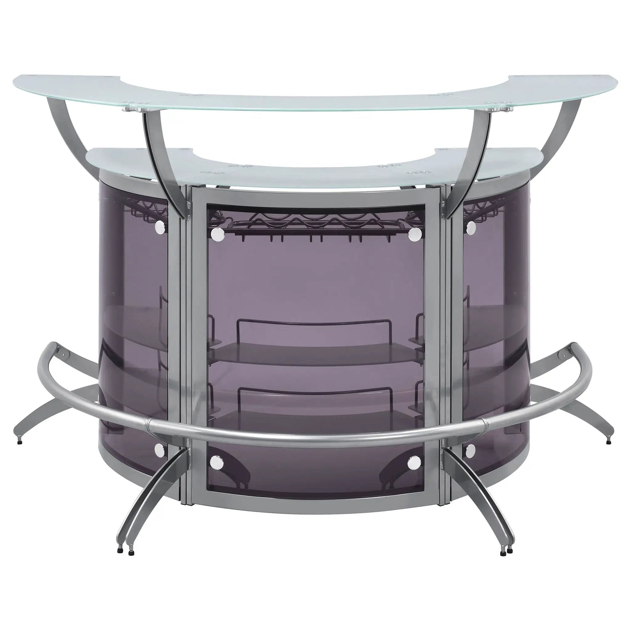 Dallas 3-piece Curved Freestanding Home Bar Cabinet Silver by Unique Piece Furniture