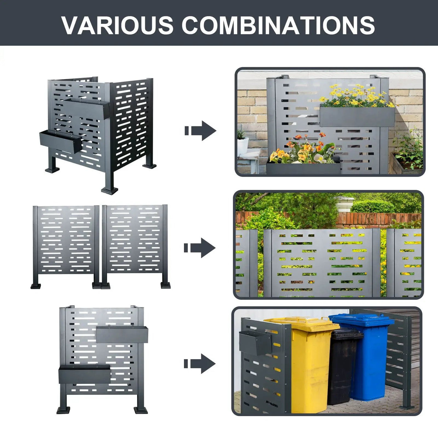 Air Conditioner Fence For Outdoor Units, Metal Privacy Fence Cover, Perfect To Conceal Air Conditioning Units, 3 Fence Panel by HouseOfZazla