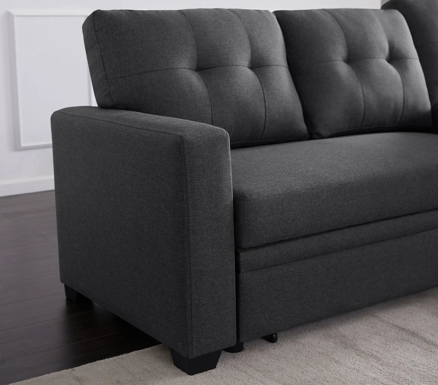 Upholstered Pull Out Sectional Sofa With Chaise by Unique Piece Furniture