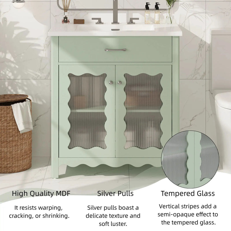 Modern Bathroom Vanity With Tempered Glass Doors by HouseOfZazla