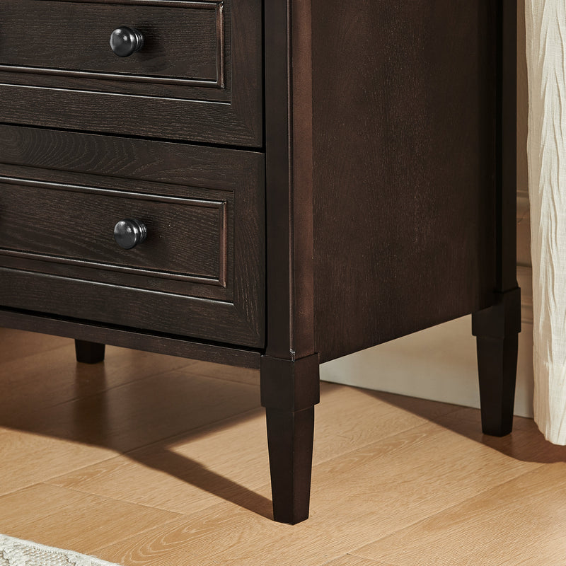 Wooden Bedside Nightstand with Open Cubby & 2 Storage Drawers, photo 6 of 10