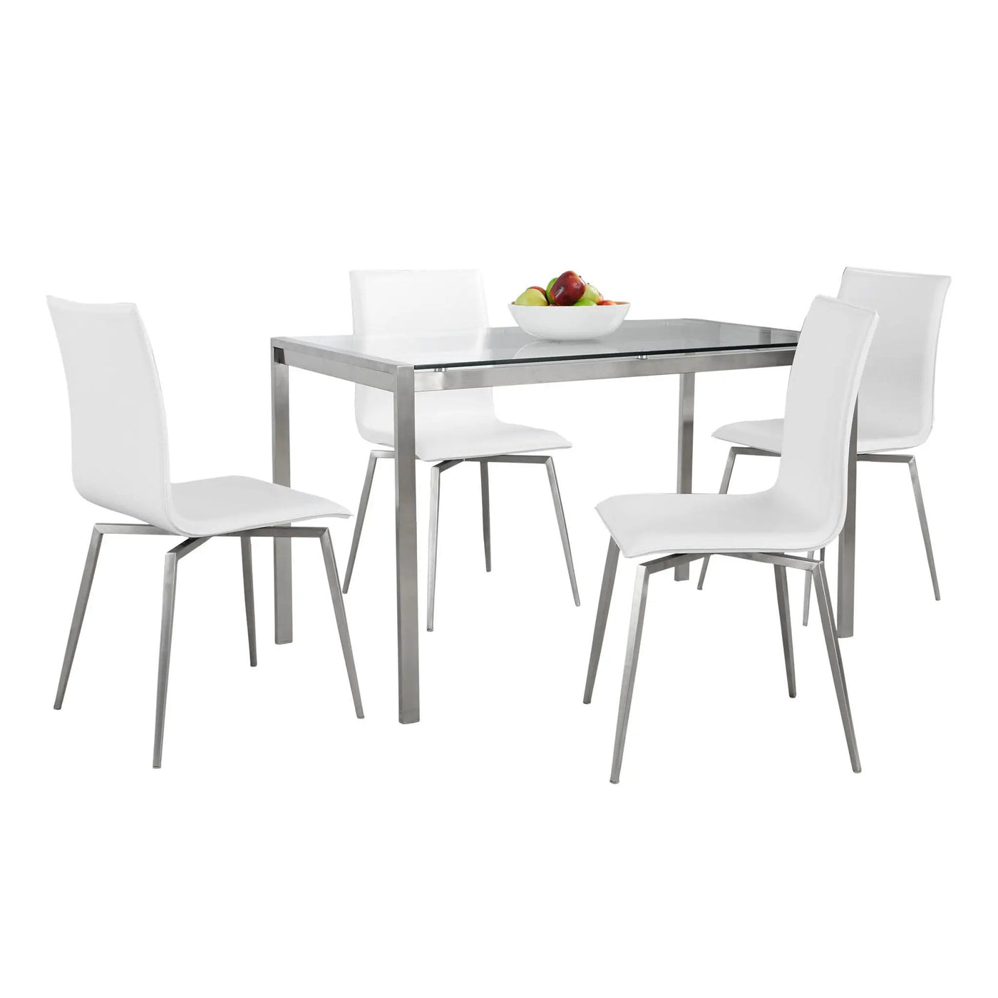 Fuji Mason - Upholstered Swivel Contemporary Dining Set Dining Set, Glass, 5 Piece by HouseOfZazla