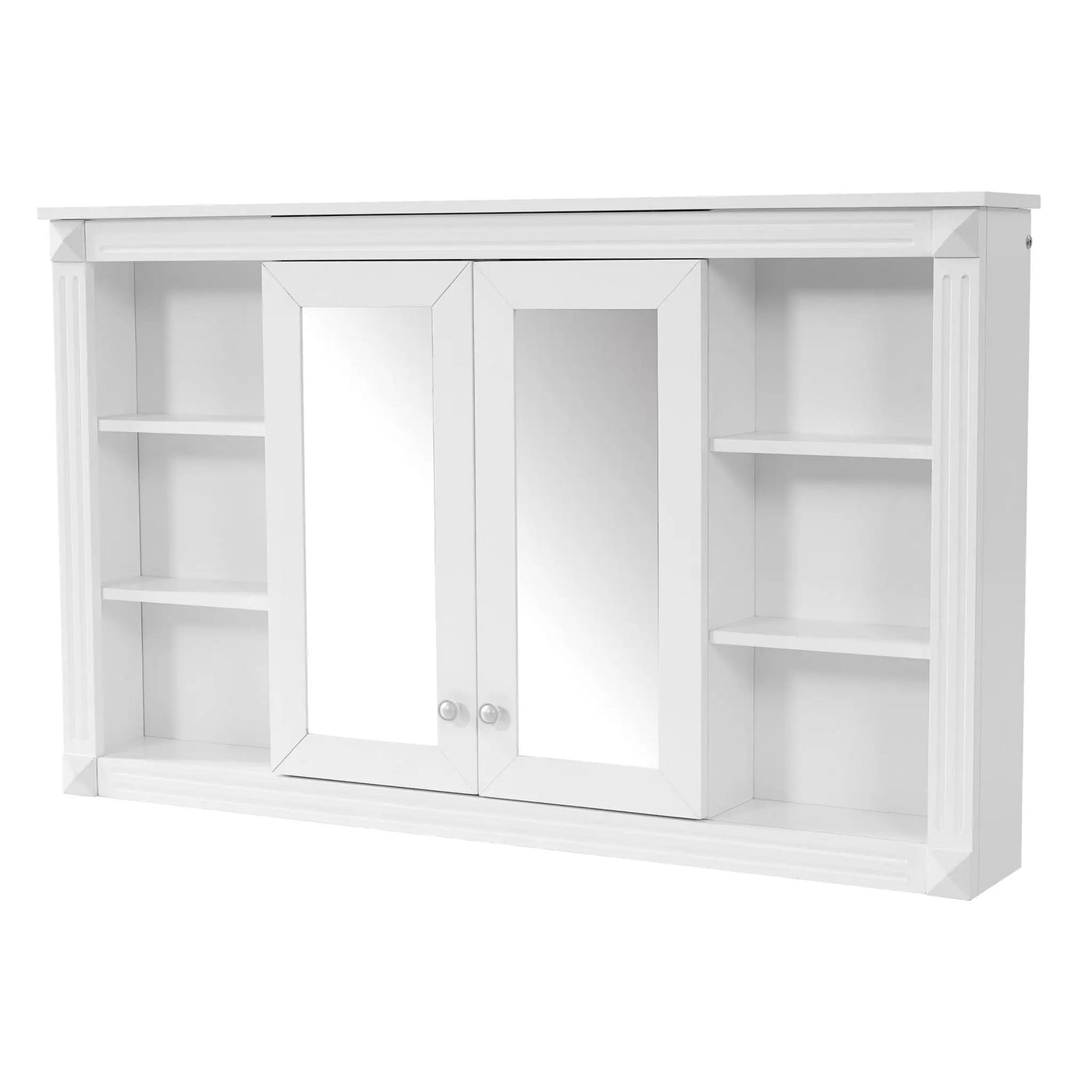 Wall-Mounted Mirror Cabinet With Adjustable Shelf and Open Shelves by HouseOfZazla