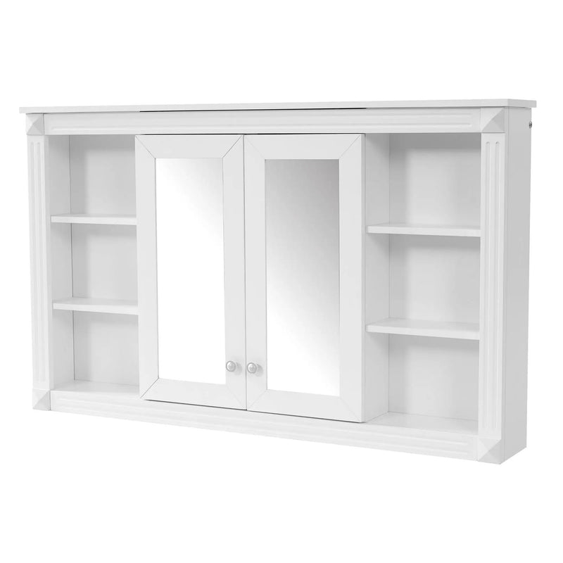Wall-Mounted Mirror Cabinet With Adjustable Shelf and Open Shelves by HouseOfZazla