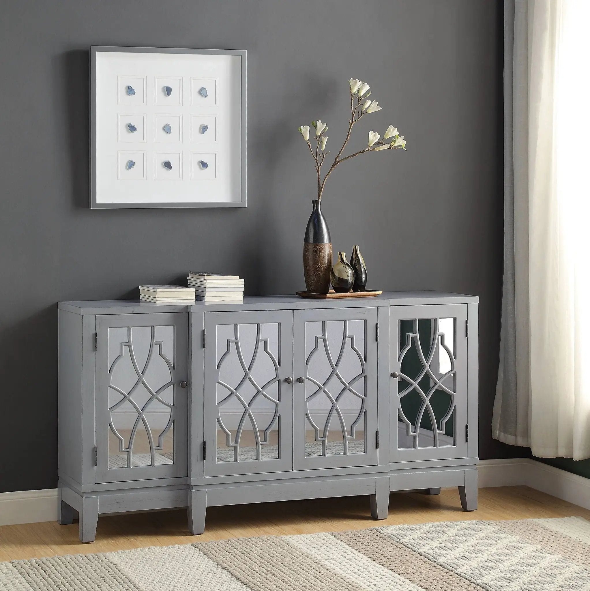 Magdi Console Cabinet - Antique Gray by HouseOfZazla