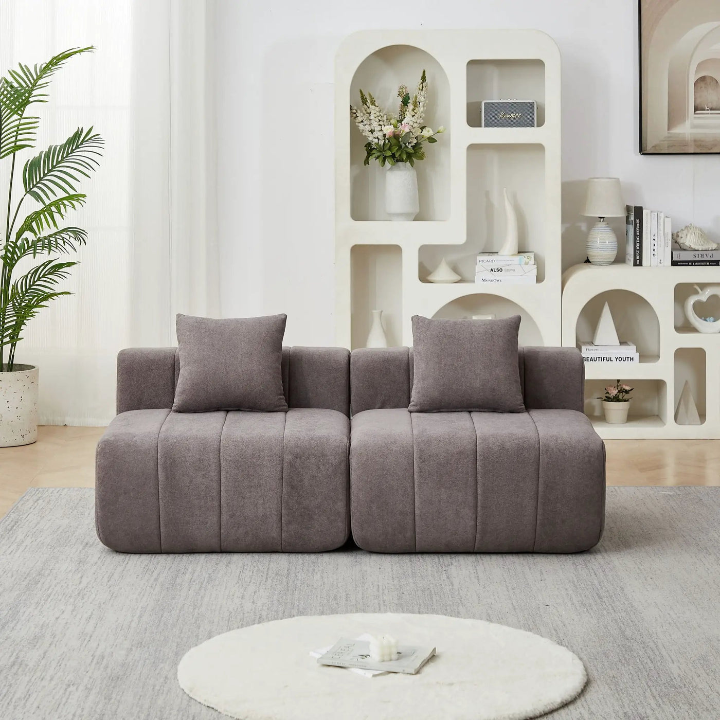 Modular Sectional Sofa With 2 Pillows, Symmetrical Design by HouseOfZazla