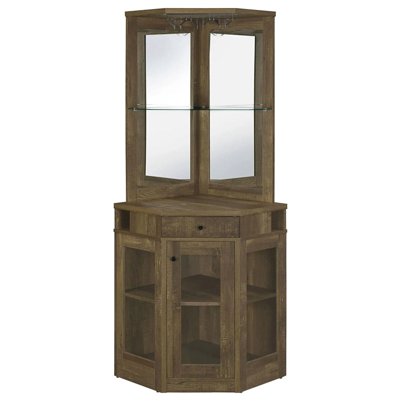 Alviso 1-drawer Corner Home Bar Wine Cabinet Rustic Oak by Unique Piece Furniture