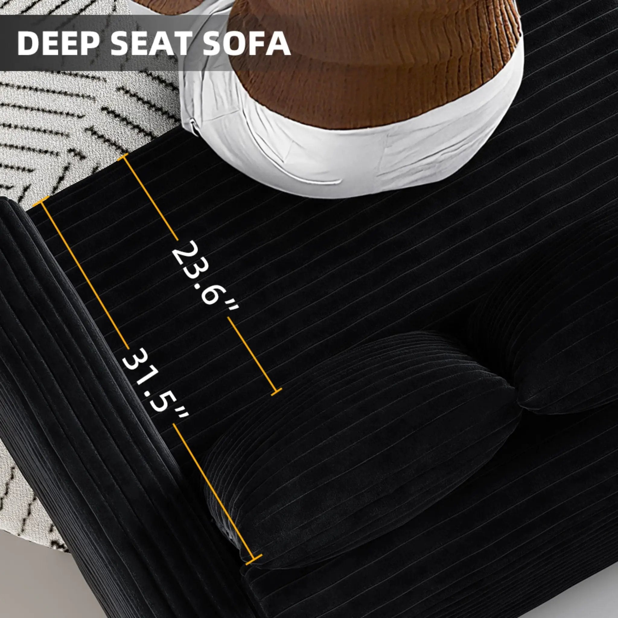 Deep Seat Convertible Sofa With Soft Pillows And Ottomans