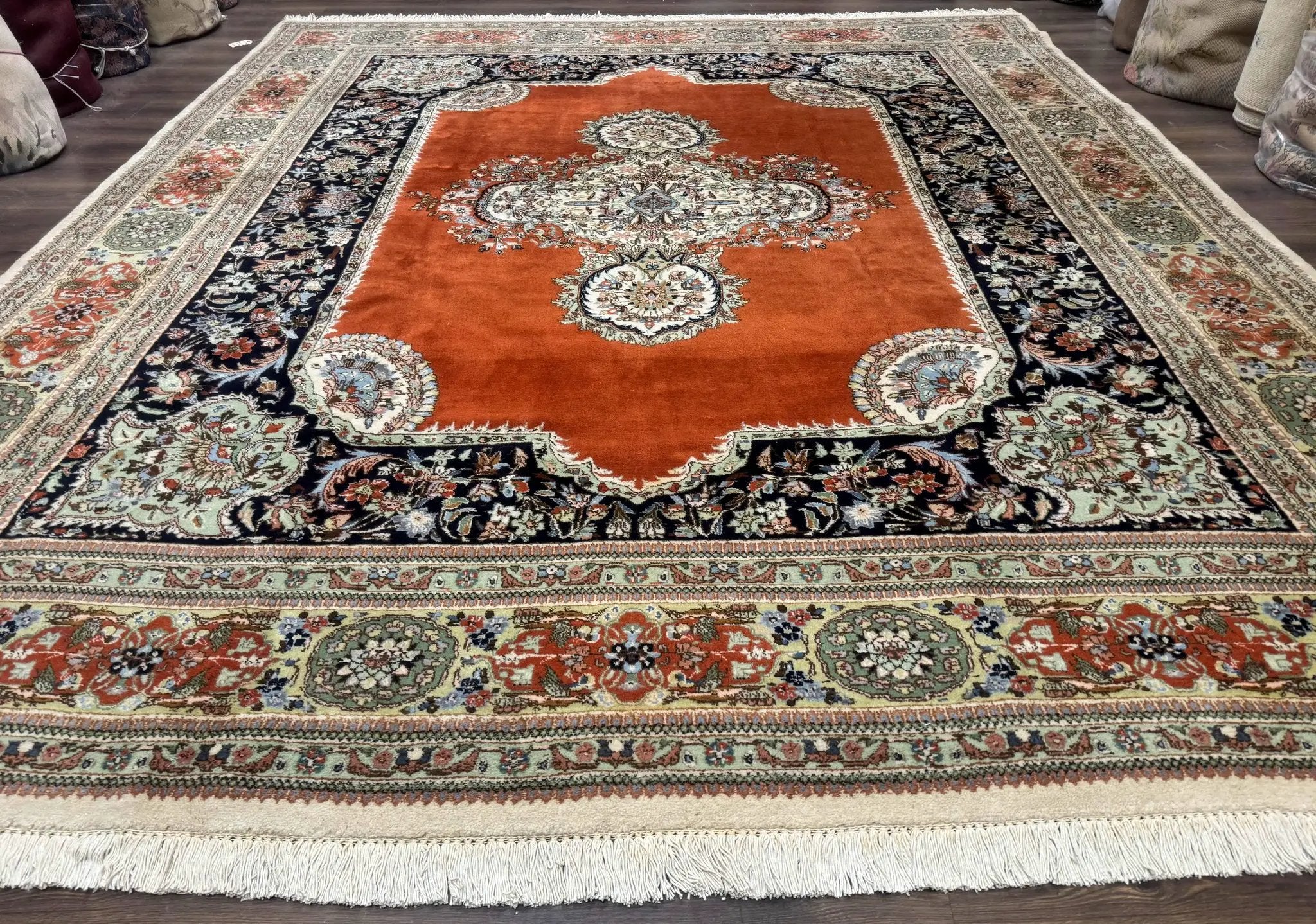 Persian Rug 11x13, Semi Open Field, Soft Wool Pile, Vintage Persian Carpet, Persian Tabriz Tabatabai by Jewel Rugs