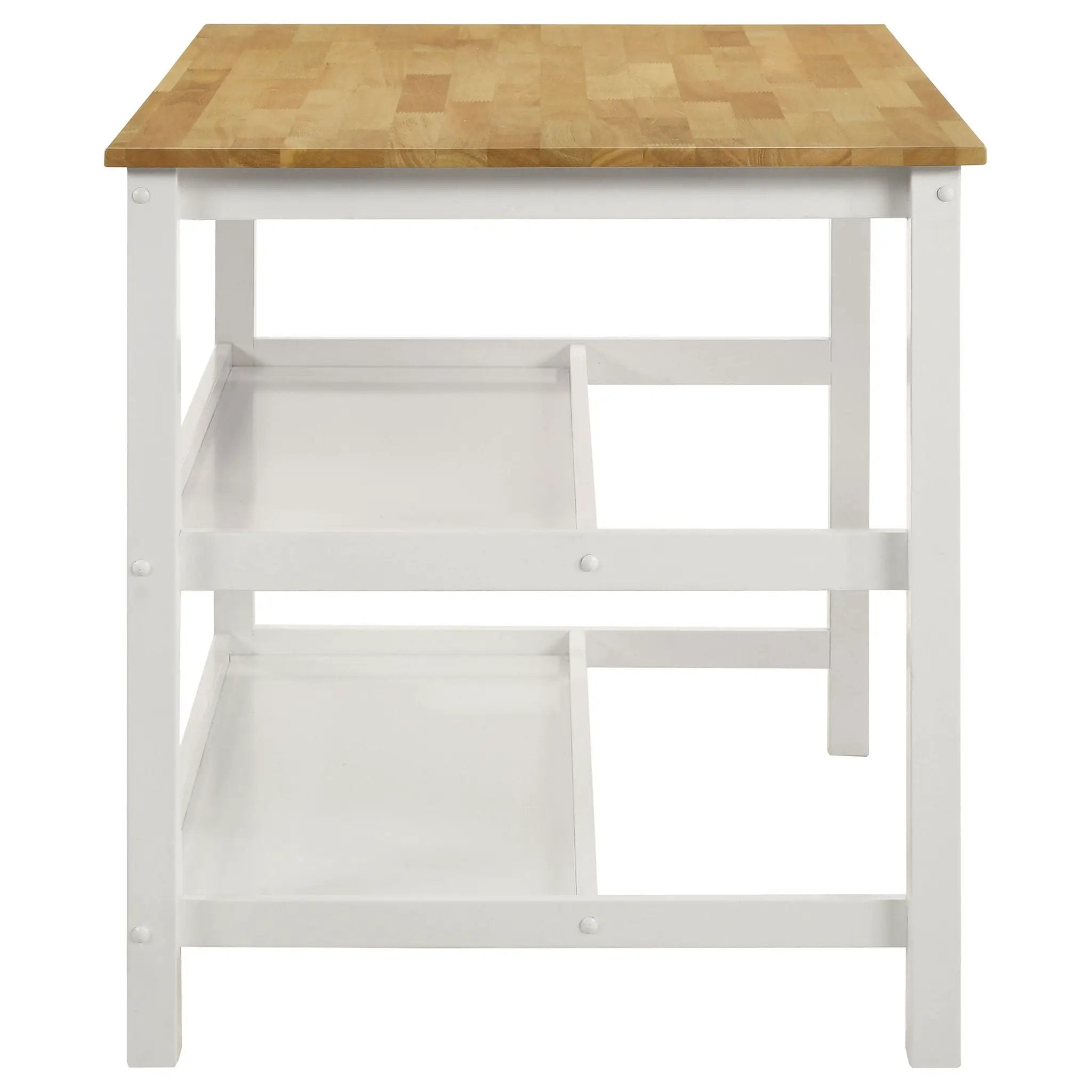 Cowichan - Kitchen Island Counter Table With Pot Rack - White