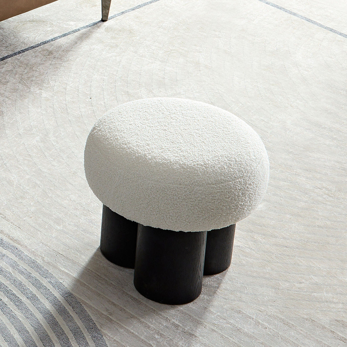 Versatile Mushroom Stool Ottoman with Cushion - Dark Brown, White, Beige, photo 16 of 29