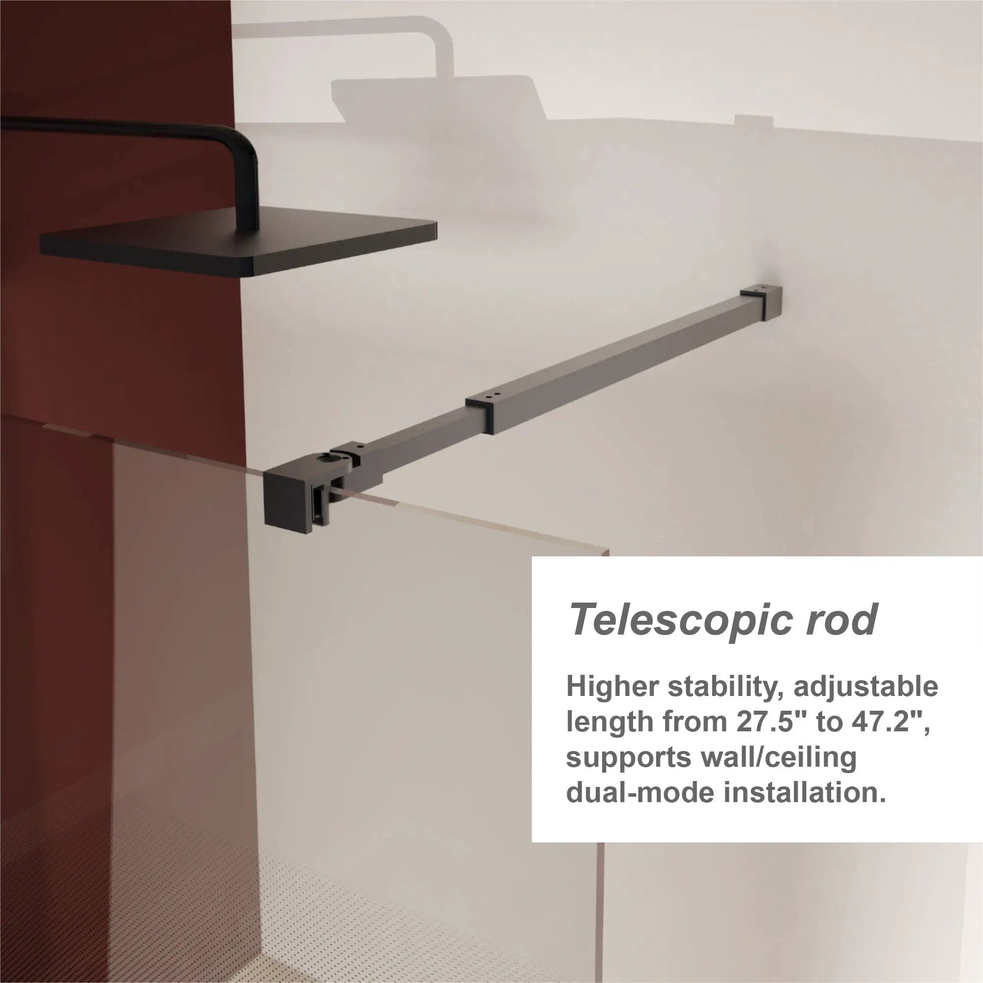 Gradient Shower Door With Handle - Matt Black by HouseOfZazla