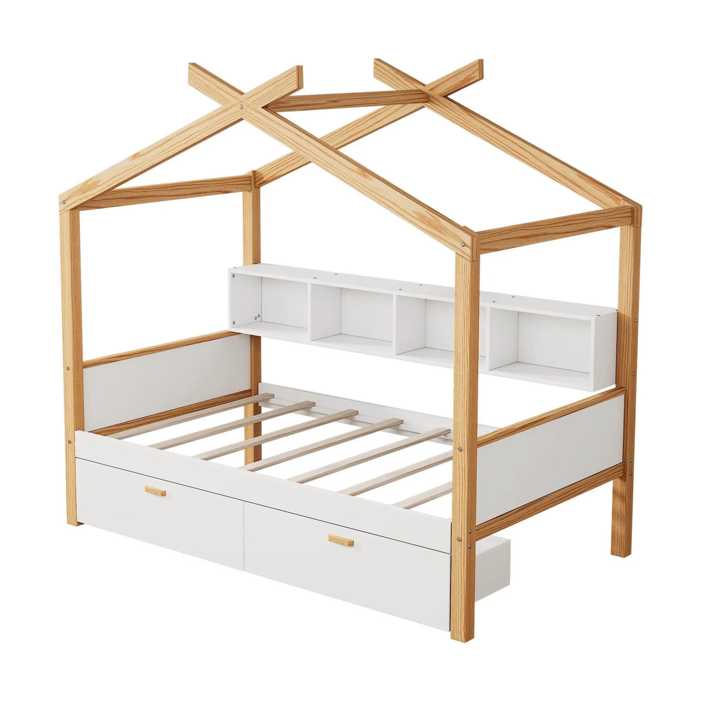 House Bed With Bookshelf Storage by HouseOfZazla