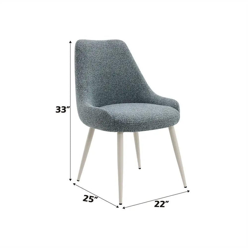 Laela - Side Chair (Set of 2) - Light Blue Boucle & White by Unique Piece Furniture