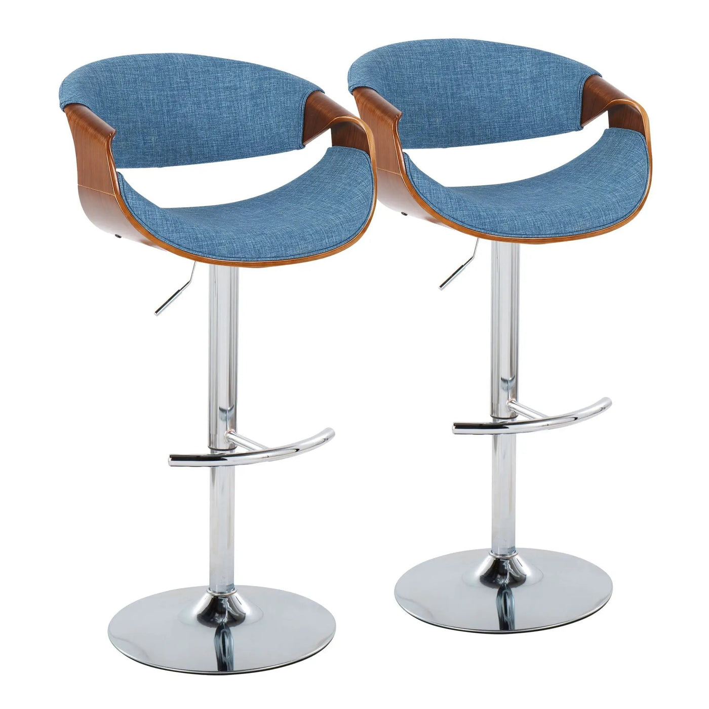 Curvo - Mid Century Modern Adjustable Barstool With Swivel With Rounded T Footrest (Set of 2) by HouseOfZazla