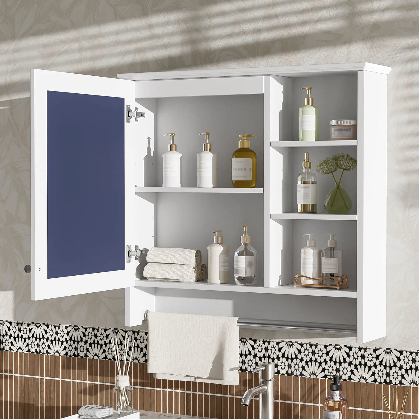 Wall Mount 2 In 1 Mirror Cabinet With Adjustable Shelf, Soft-Closing Hinges by HouseOfZazla